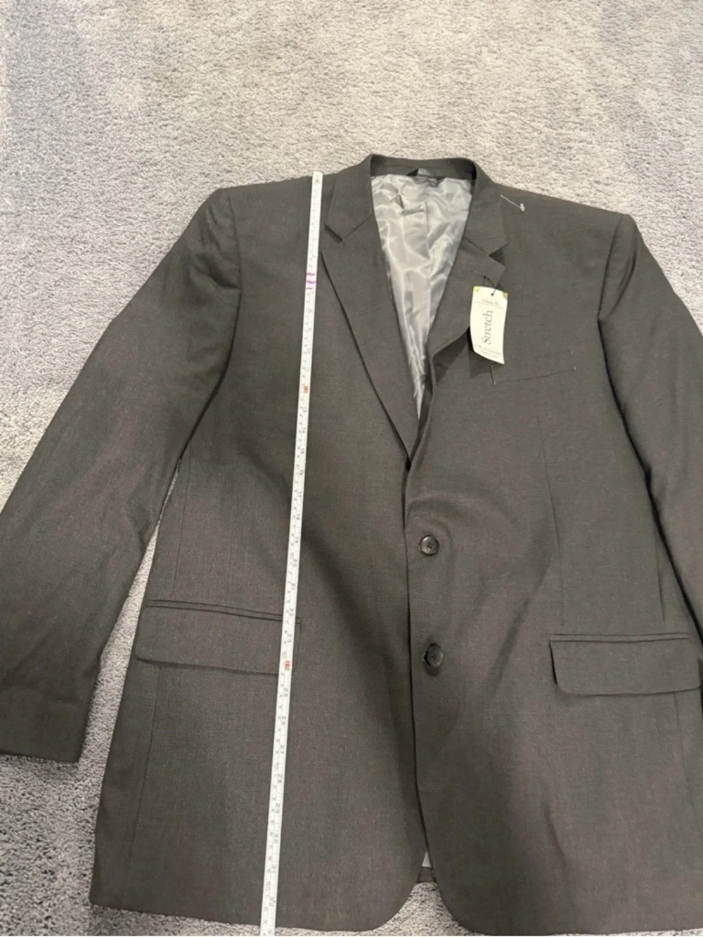 NWT JM Haggar Suit Jacket Mens Size 48L Dark Gray Premium Stretch Classic Fit